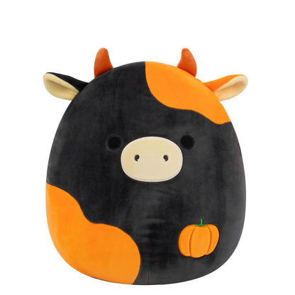 Squishmallows Original 14in Jefferson The Black and Orange Cow with Pumpkin Embroidery - Official Jazwares Halloween Plush (Large)