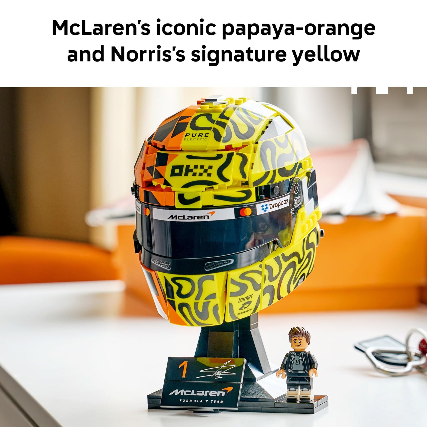 LEGO Editions McLaren MasterCard F1 Team Lando Norris Helmet - Building Set for Adults, Ages 18+ - F1 Bedroom, Office or Shelf Decor for Fans - Gift