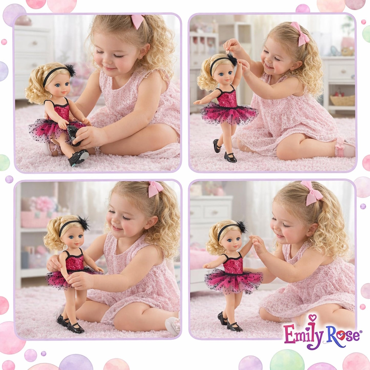 Emily Rose 14" Doll 4-PC Ballet/Tap/Jazz Recital Outfit with Tap Shoes | Sequin Leotard, Feather Headband & Tutu | Gift Boxed | Fits WellieWishers &