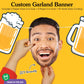 Big Dot of Happiness Custom Cheers and Beers Face Cut Out Garland Banner, Personalized Adult Birthday Party Decor, 30 Feet of Cord, 5 Photo Face