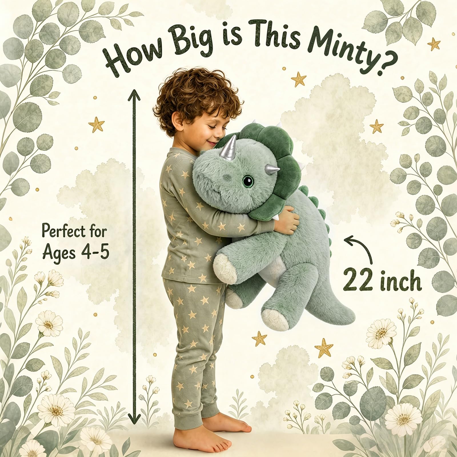 gnomantic Dinosaur Weighted Stuffed Animals, Plush Pillow for Kids
