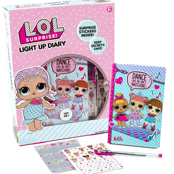 L.O.L. Surprise! Light Up Diary By Horizon Group Usa, Decorate & Customize Your Own Fun Diary, Sticker Sheet & Pen Included, Multicolored