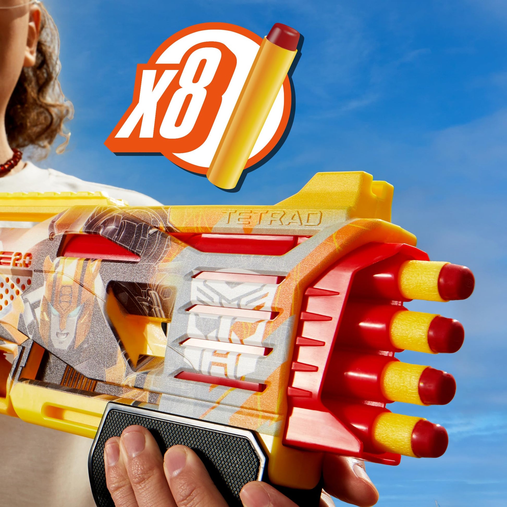 Nerf Transformers Bumblebee Dart Blaster, 8 Nerf Elite Darts, Pump Action, Toy Foam Blasters for 8 Year Old Boys & Girls & Up