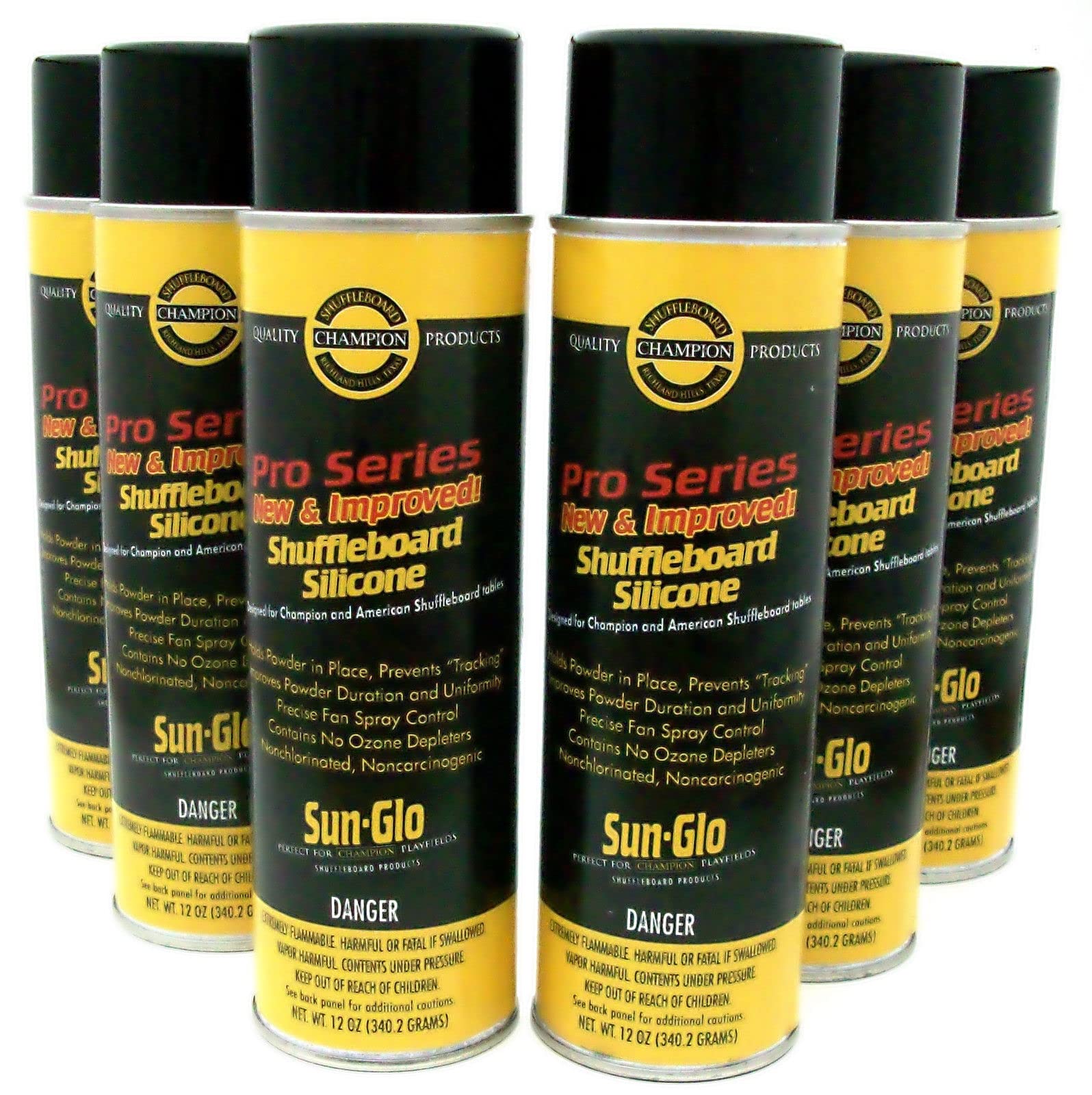 Sun-Glo Pro Silicone Shuffleboard Table Spray Set of 6