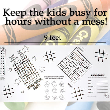 Kids Coloring Games Table Runner - 9 Ft Coloring Tablecloth Runner - Kids Activities Arts and Crafts Kids Crafts Fun Coloring Entertainment for Kids