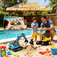 DOUBLE E Remote Control Excavator Toy, 2*Batteries 2.4GHz RC Excavator, 6-in-1 Digging/360° Rotation, 20M Range Sandbox Construction Toys Birthday