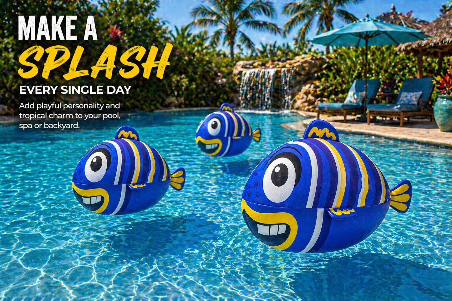 Poolmaster Inflatable Floating Swimming Pool Toy Fish Ball (Blue)