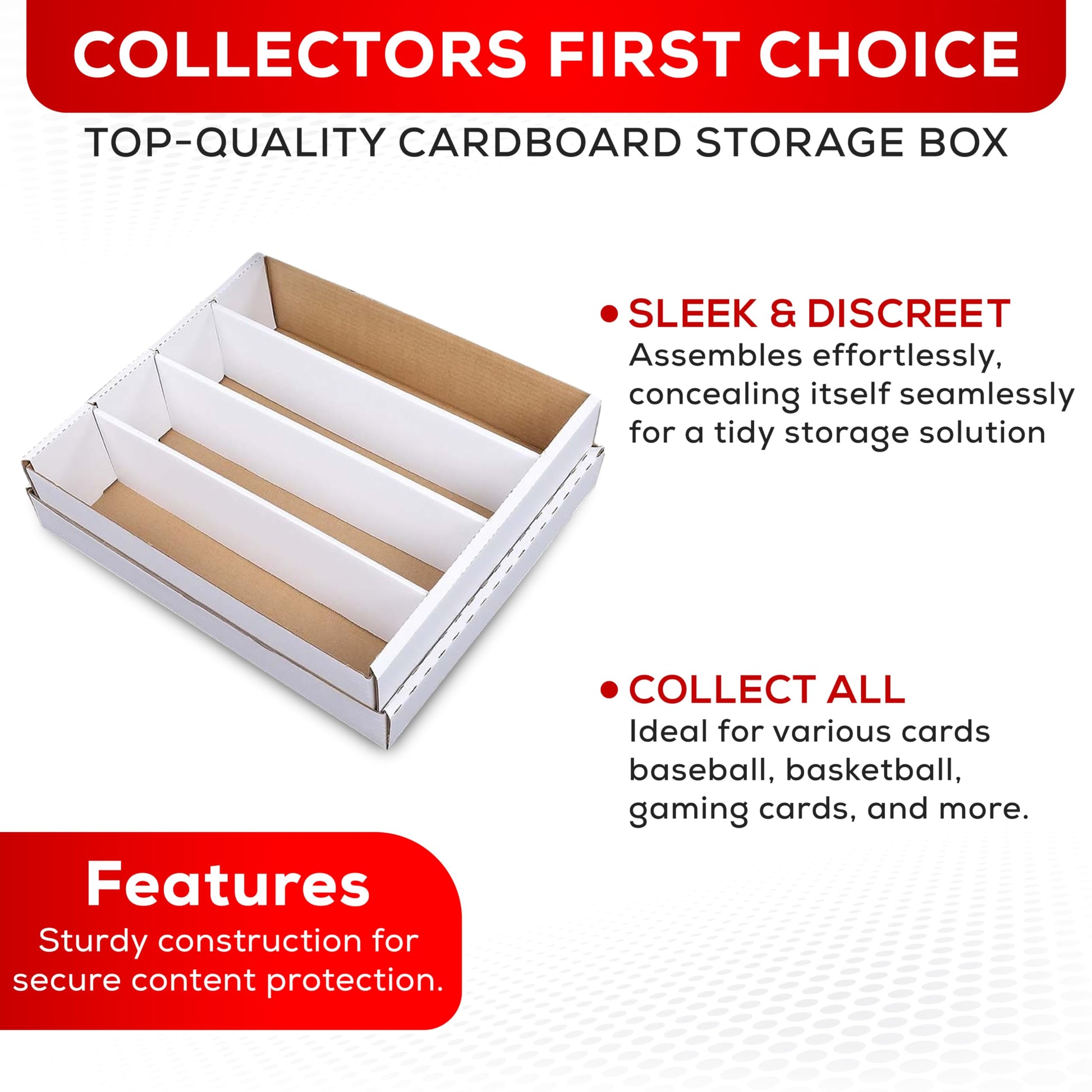 Collector's First Pick Premium 3200 Count Storage Box 4 Row Monster - 200 Pound Test Strength - Trading Card Cardboard Box For Football, Basketball