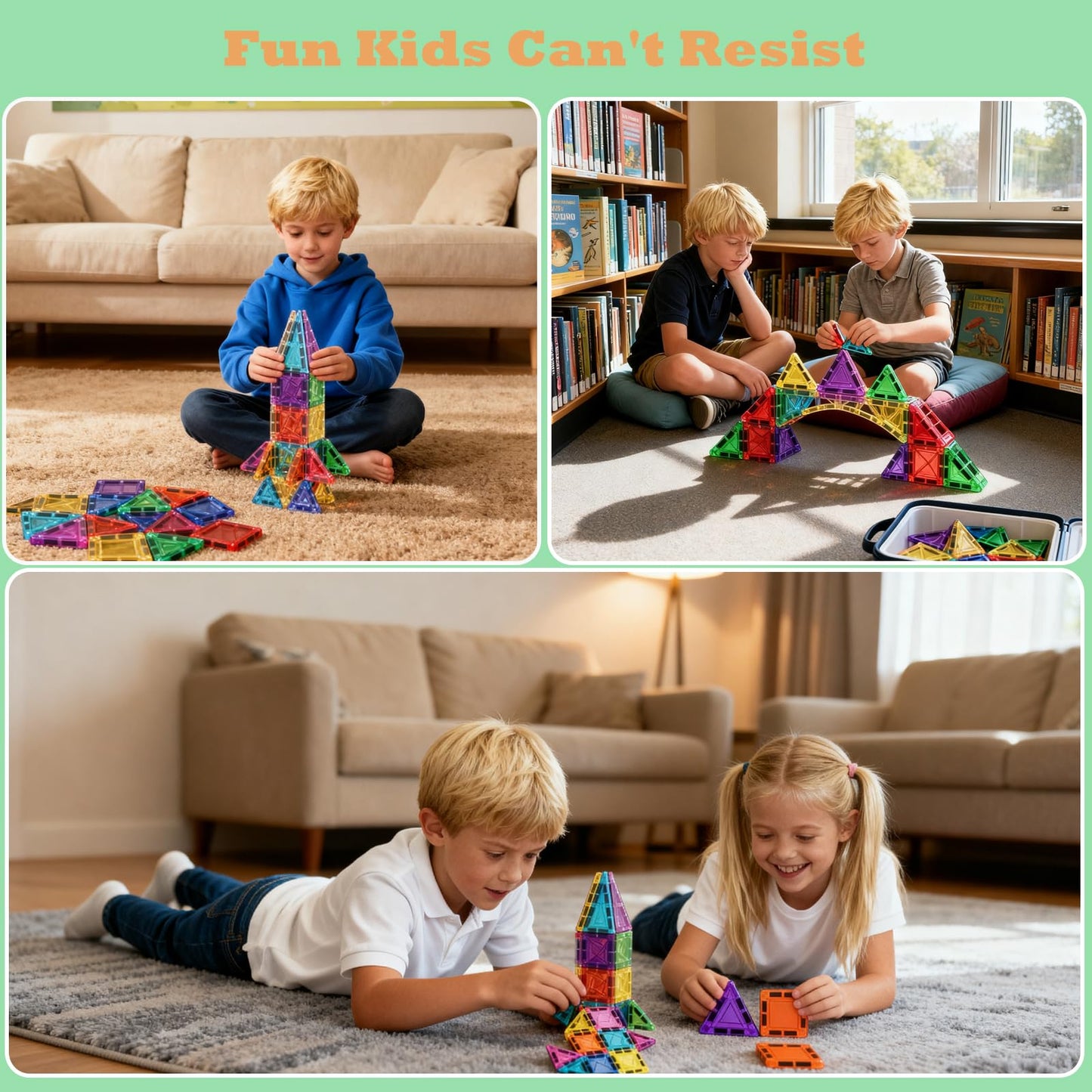 26PCS Mini Magnetic Tiles Building Blocks Set with Portable Iron Case, STEM Travel Toys for Kids Ages 3+, Educational Magnet Construction Puzzles