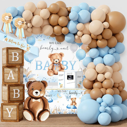 Bear Baby Shower Decorations Party Supplies, We Can Bearly Wait Baby Shower Decoration, Backdrop Balloon Arch Box Mom to Be Sash Dad to Be Pin