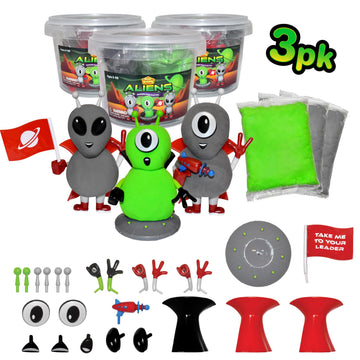 Build Buddiez DIY Aliens Craft Kit - 3 Pack | Build, Decorate & Display Air-Dry Clay Alien | Creative Arts & Crafts Activity for Kids Ages 5+ | Great