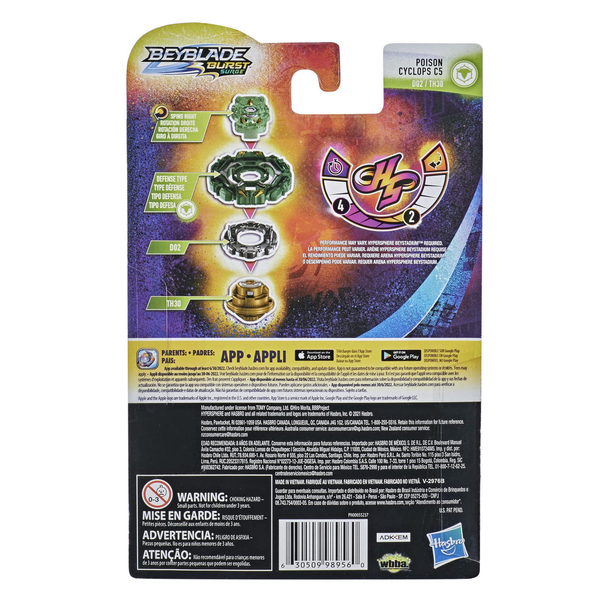Bey Blade Burst Rise Hypersphere Poison Cyclops C5 Starter Pack - Defense Type Battling Game Top and Launcher, Toys Ages 8 and Up