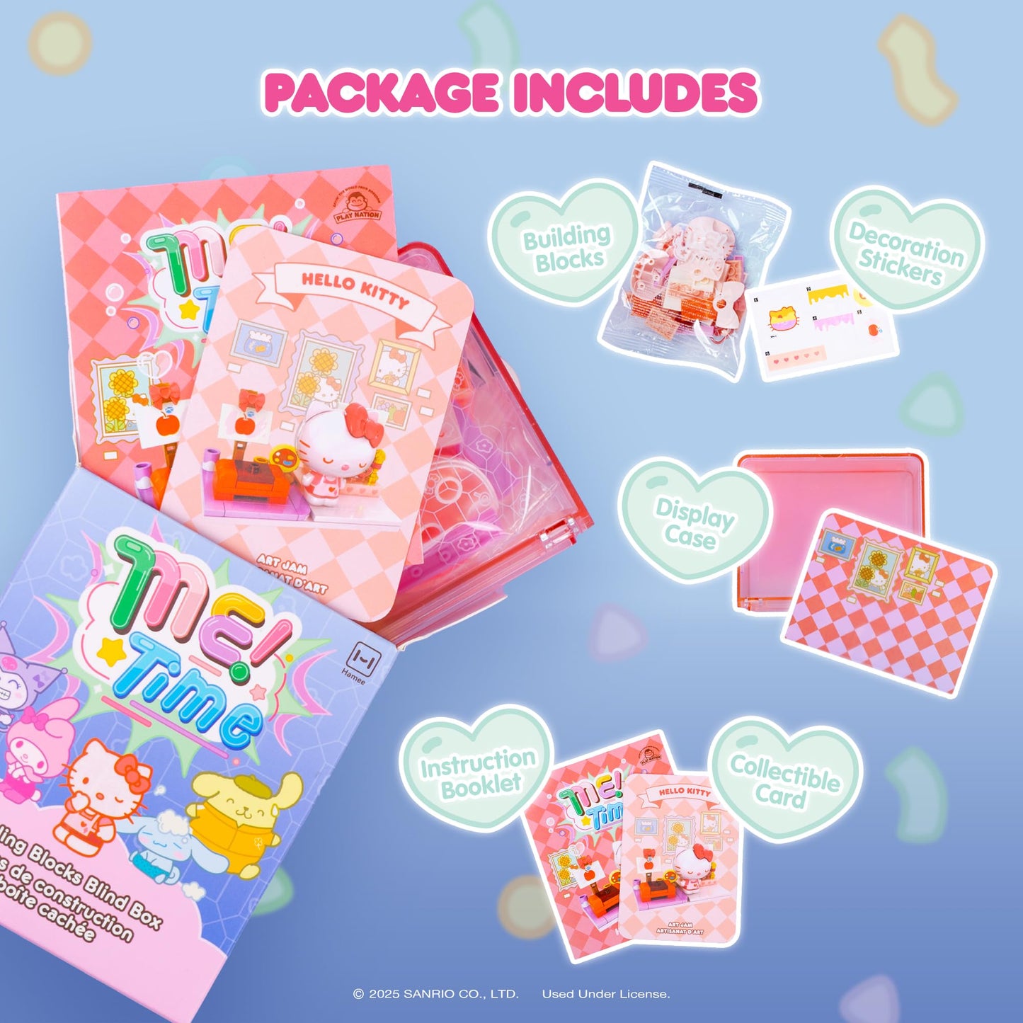 Hamee Sanrio Hello Kitty and Friends 'Me Time' Cute Building Blocks Blind Box (Birthday Gift, Party Favor, Gift Basket Filler, Stress Relief