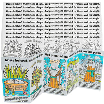 Fun Express Color Your Own Moses Story - Crafts for Kids and Fun Home Activities - VBS Vacation Bible School Supplies/Decor