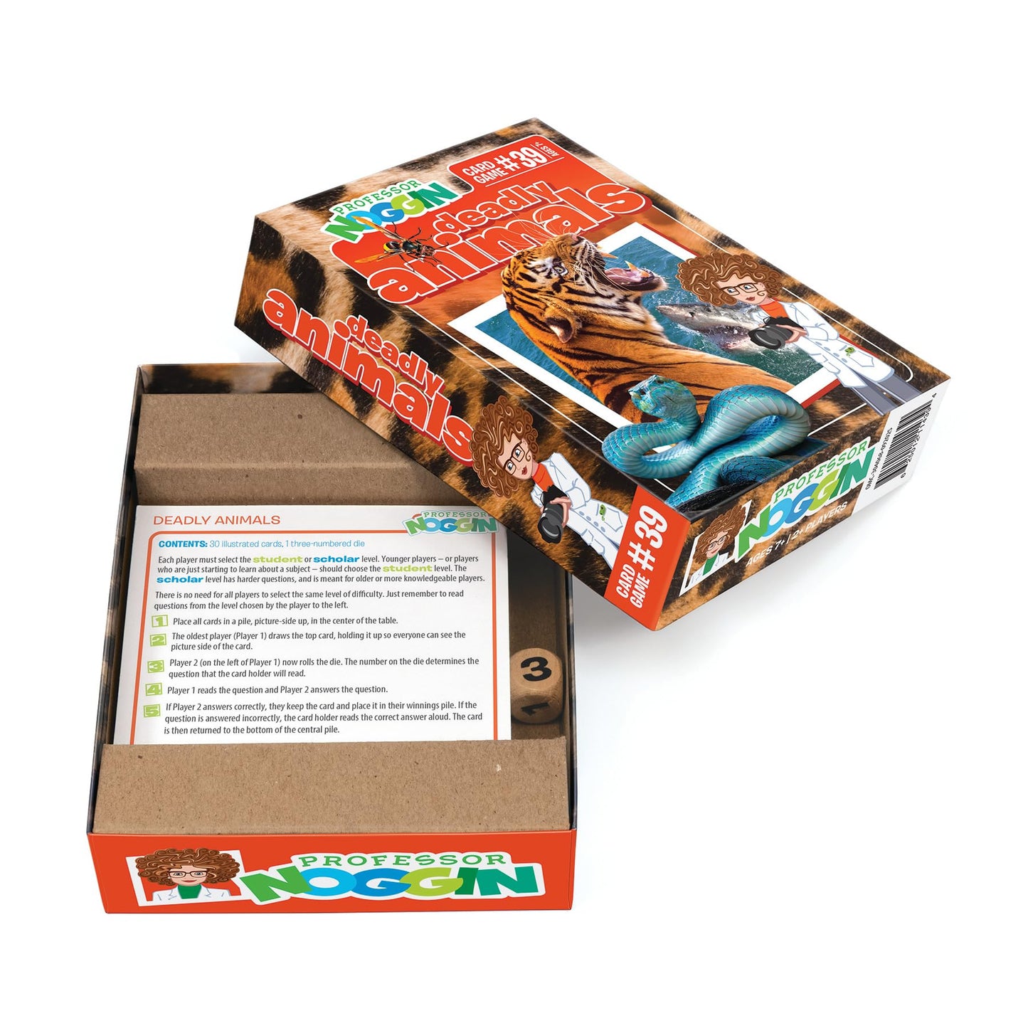 Outset Media Professor Noggin's Deadly Animals - an Educational Trivia Based Card Game for Kids - Trivia, True or False, and Multiple Choice - Ages 7+