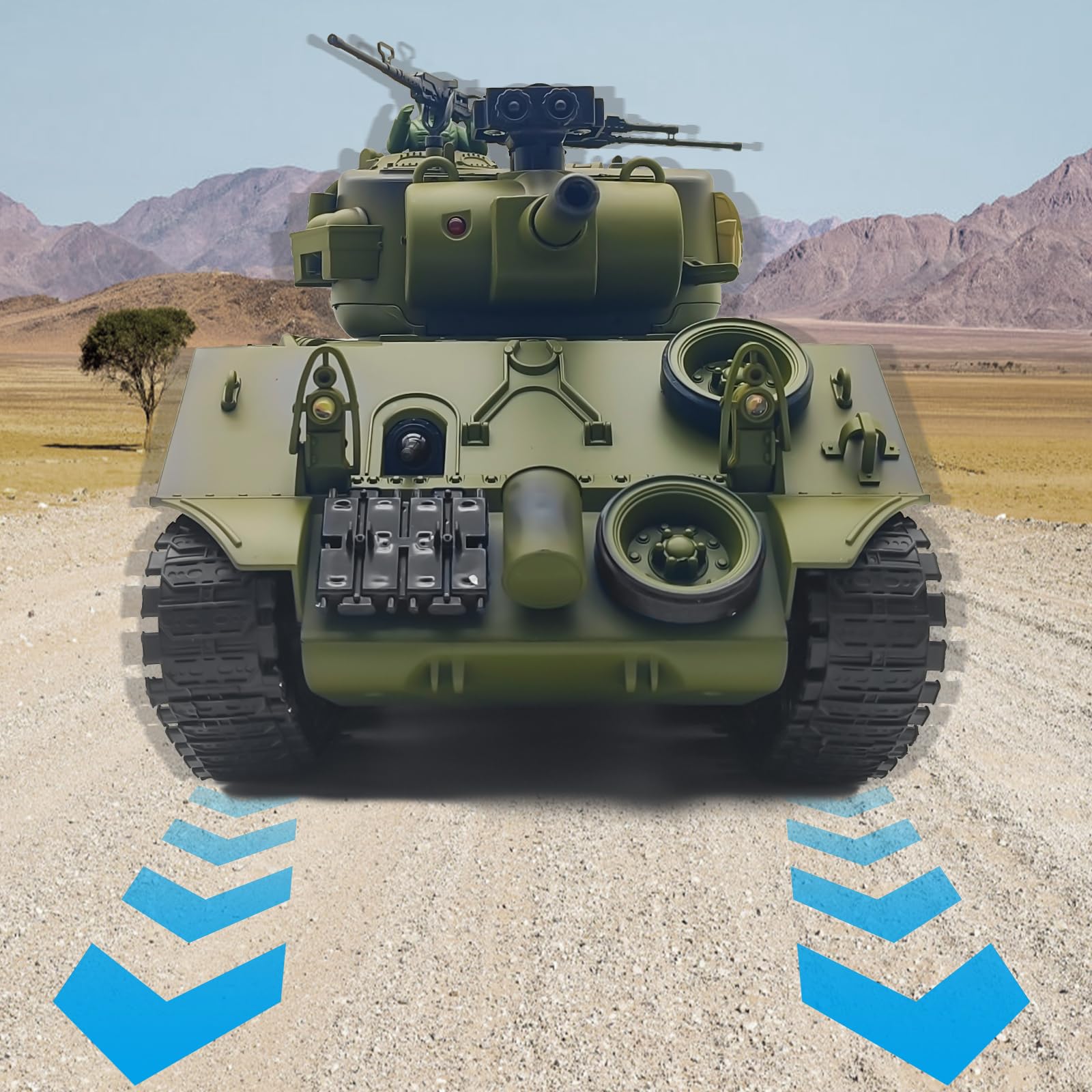 fisca Remote Control Tank, 2.4Ghz 15 Channel 1/20 Sherman M4A3 Main Battle RC Tank that Shoot BBS Airsoft for Kids Age 10 11 12-16 Year Old