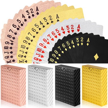 4 Decks Waterproof Playing Cards Plastic Poker Cards, Foil Poker Cards Novelty Poker Cards Waterproof Deck of Cards Tricks Tool Playing Card for Men