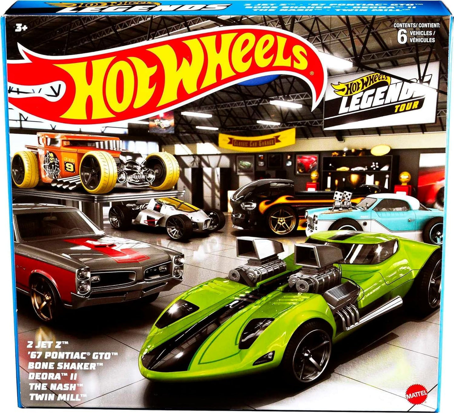 Hot Wheels HW Legends Multipacks of 6 Toy Cars, 1:64 Scale, Authentic Decos, Popular Castings, Rolling Wheels, Gift for Kids 3 Years Old & Up