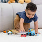 Jasey's Toy Chest Wooden Off to the Rescue Vehicle Carrier - 6-Piece Fire & Rescue Wooden Toy Set for Kids Ages 3+ | Oppenheim Award Winner
