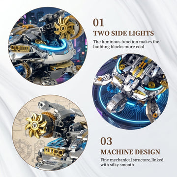 Mechanical Sea Turtle Building Set - 1277 PCS Steampunk Ocean Animal Model Kit with Moving Gears & LED Light, Technic-Style Construction Toy
