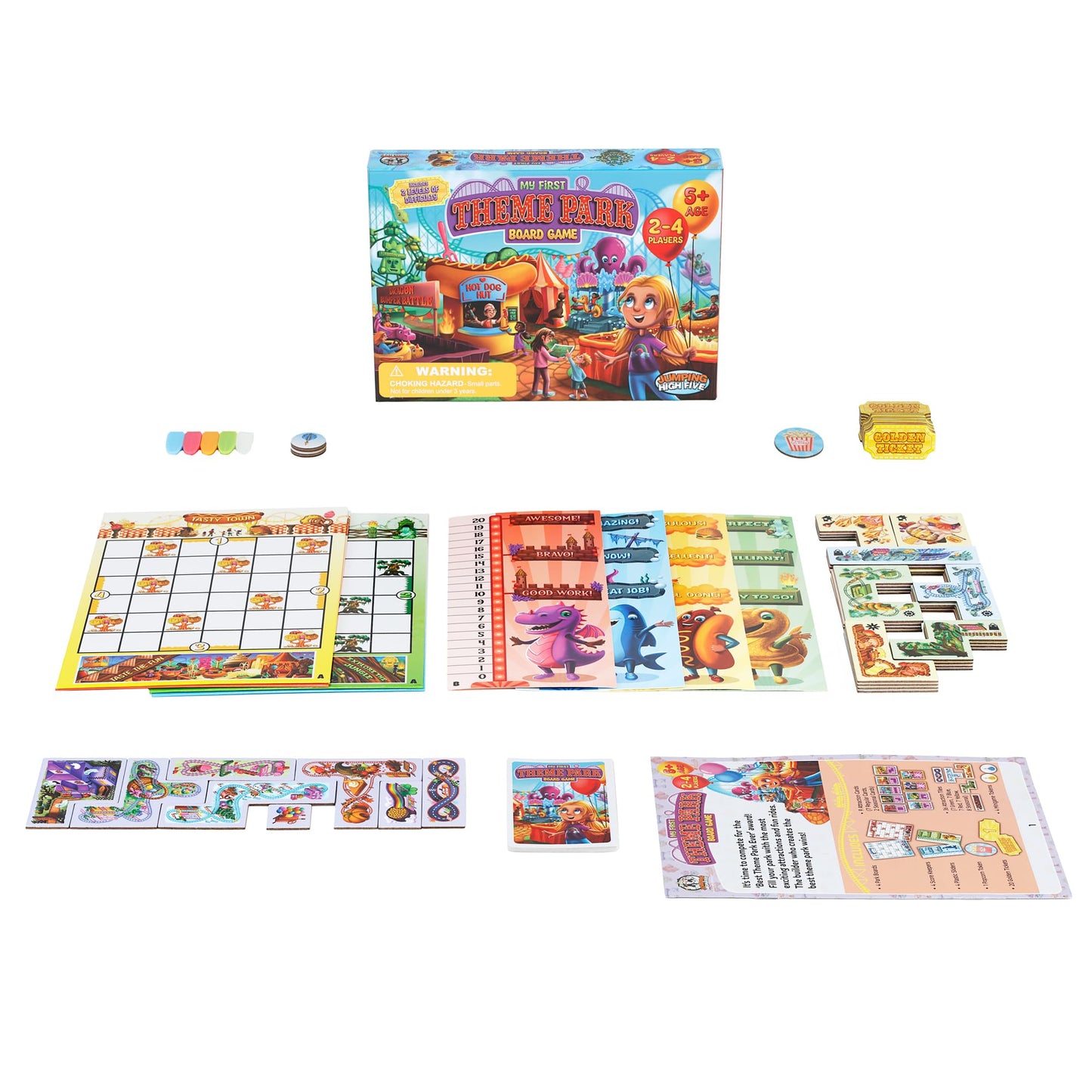 My First Theme Park Board Game for Kids Ages 5+- Build an Amusement Park with Cute Rides & Games - Fun Family Tile-Placement Strategy Game - Easy