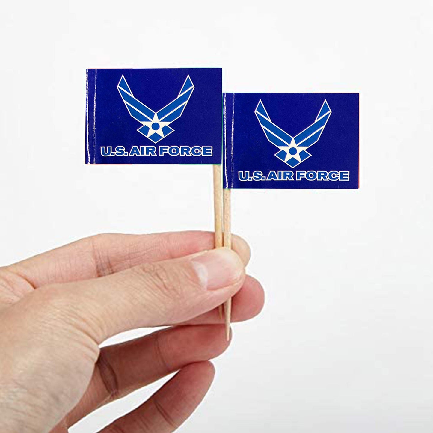JAVD 100 Pcs US Air Force Wings Cake Topper Flag, Small Mini United States Military Air Force Wings Toothpick Flags On Stick,Decorations Supplies