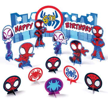amscan Spidey & Friends Paper Party Centerpiece - 4.2" - 10.4" | Assorted Design | 1 Set of 15 Pcs