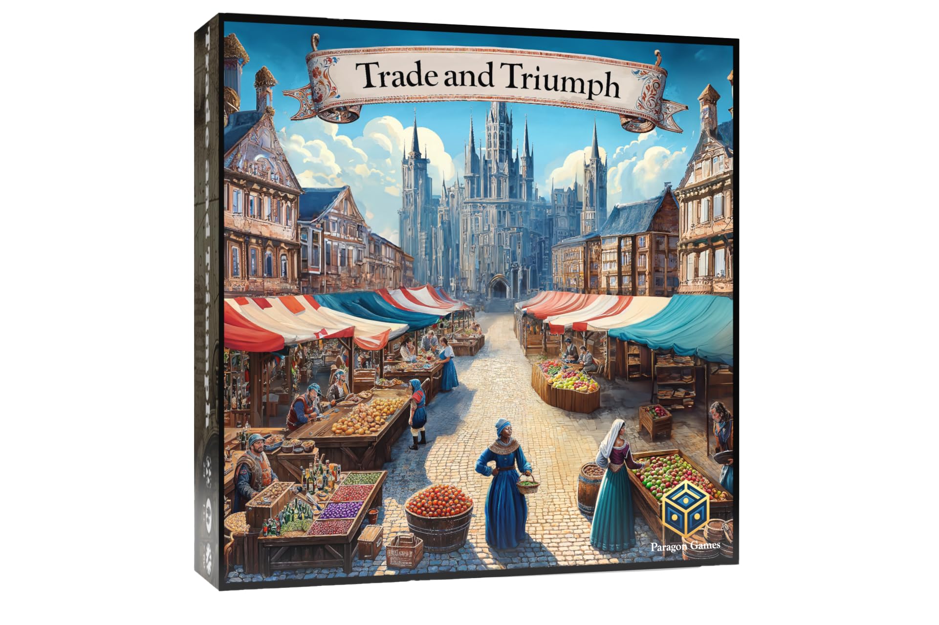 Strategy Board Game for Adults & Families | Easy to Learn Medieval Trading Game | Trade and Triumph by Paragon Games | 2-4 Players, Ages 13+, 60-90