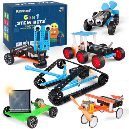 6-in-1 STEM Kit for Kids Ages 6-12, STEM Toys for Boys Ages 8-12, Robot Building Kit & Car Crafts for Kids, Science Activities Robotics Kits for 6 7 8