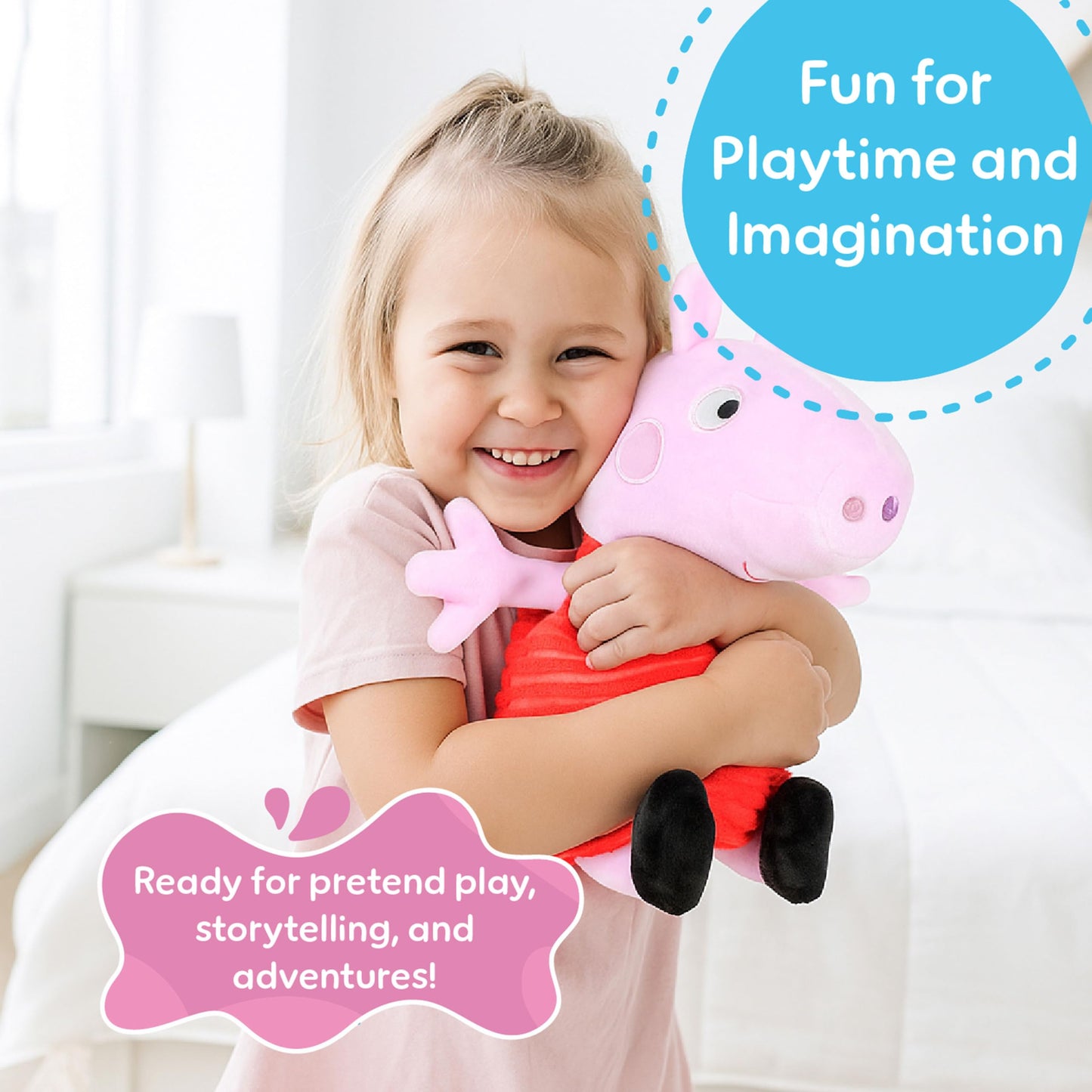 Kids Preferred Peppa Pig 12" Plush, Babies 0 Months and Up, Super Soft, Beans in Bum, Embroidered Details, Ideal for Baby Shower and Expecting Parents
