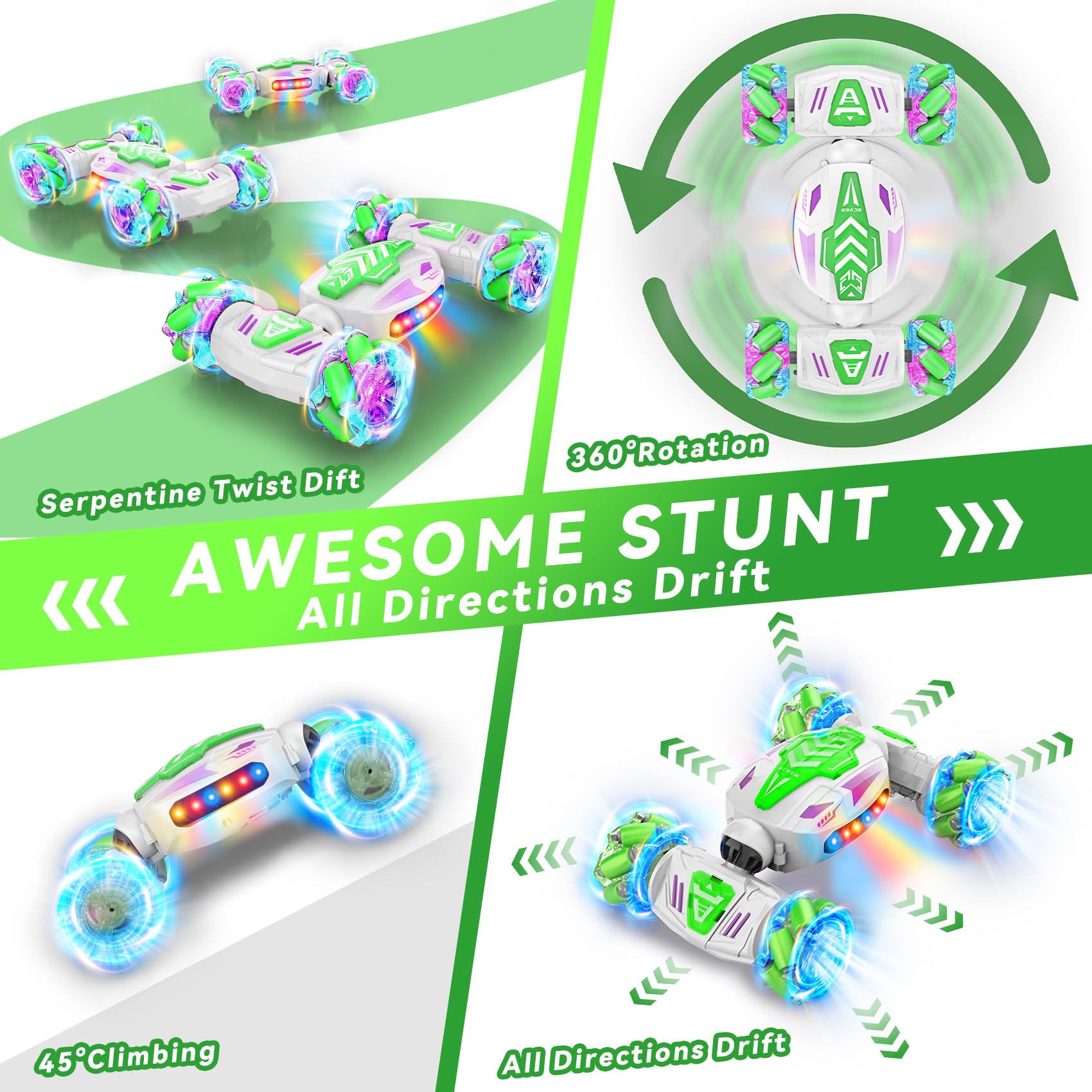 Nicella Gesture Sensing RC Stunt, Remote Control Car 360° Rotating 4WD 2.4Ghz RC Cars Transform Hand Controlled Car Toys with Light & Music, Best