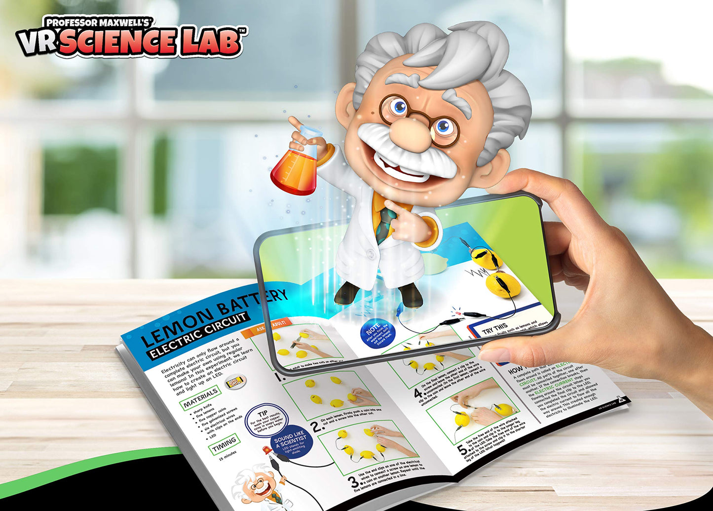 Professor Maxwell's VR Science Lab - Virtual Reality Kids Science Kit, Book and Interactive STEM Learning Activity Set (Full Version - Includes