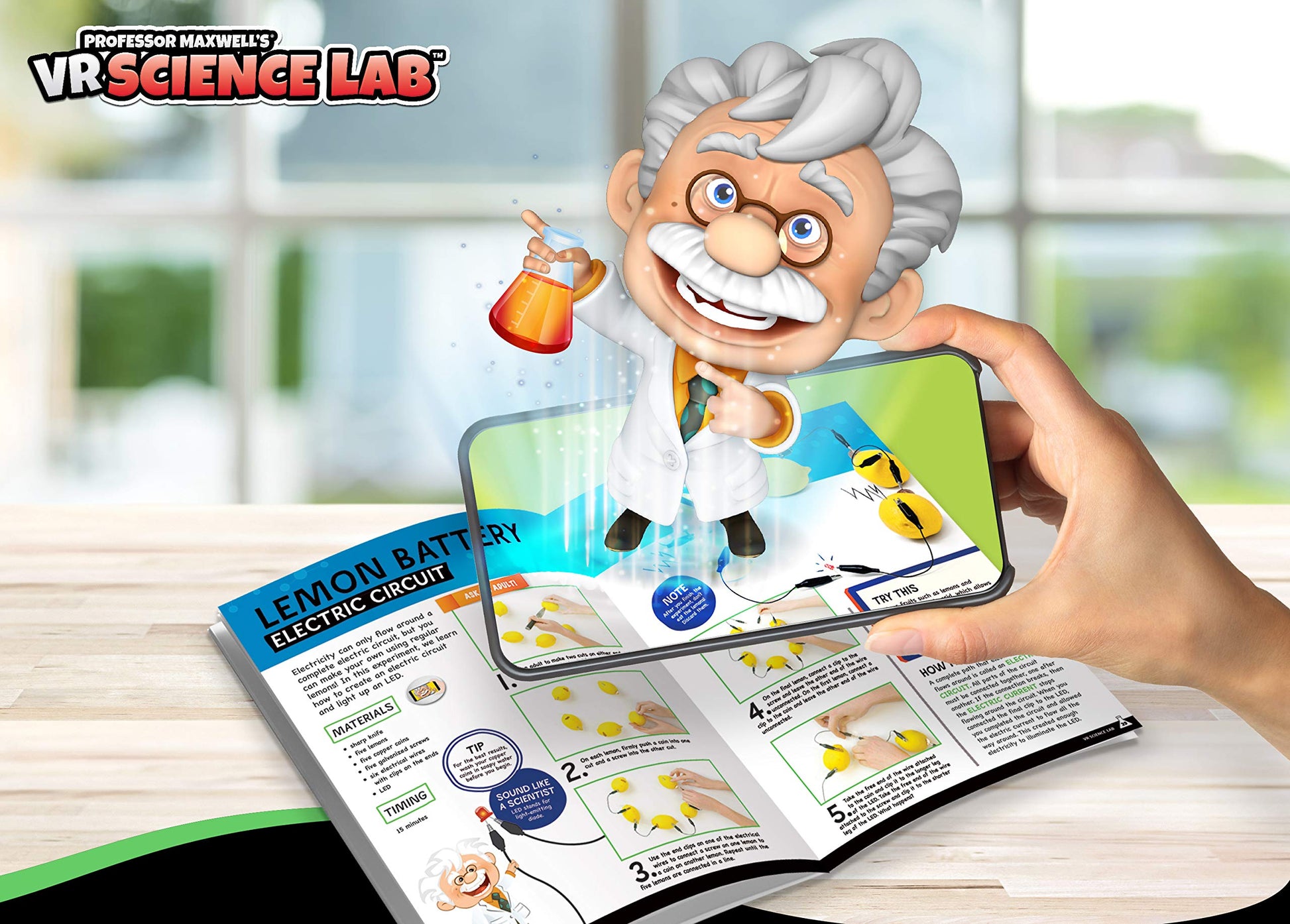 Professor Maxwell's VR Science Lab - Virtual Reality Kids Science Kit, Book and Interactive STEM Learning Activity Set (Full Version - Includes
