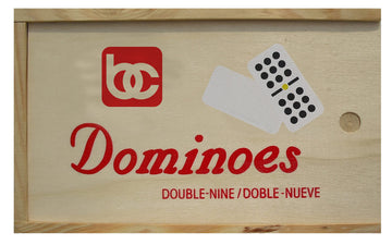 Bene Casa - Hand Crafted Double 9 Dominoes Set with Wooden Storage Box - 55 Piece Set - Dominoes Feature Brass Spinners