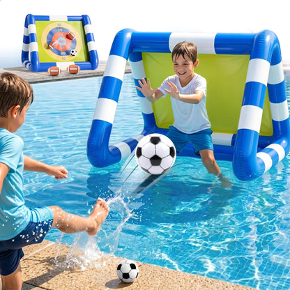 Funscape Kid Soccer Pool Toy Inflatable Float Soccer Goal & Ball Water Game