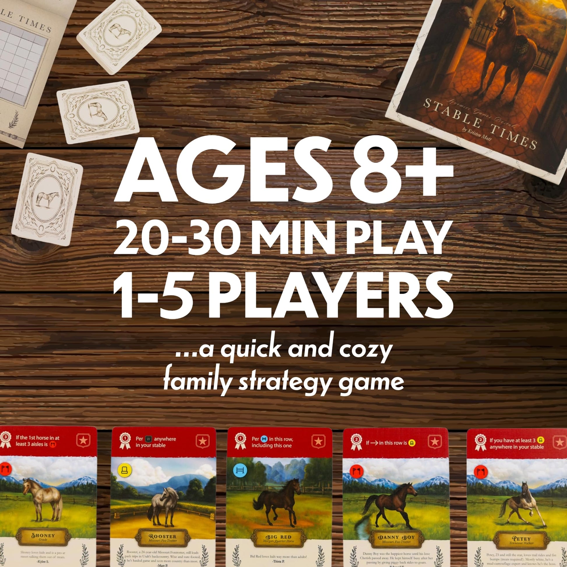 Lovemore Games Stable Times Family Card Game - Cozy Board Game for Kids and Adults with Real Unique Horses - Great for Family Game Night, Ages 8+, 1-5