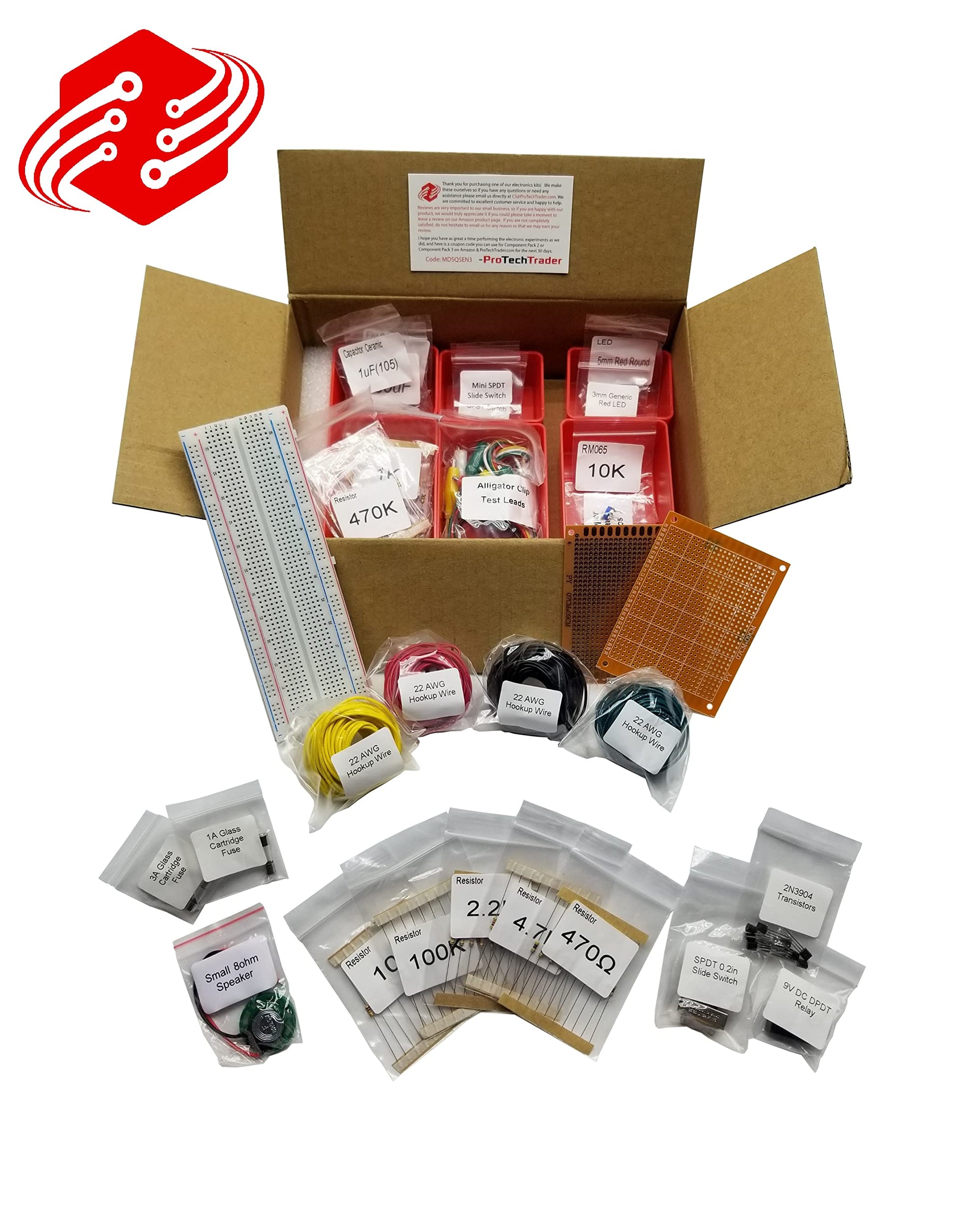 Make: Electronics 3rd Ed Kit 1 Economy - Beginner, Intermediate, & Advanced (Teen - Adult) Component Pack for The Experiments in Make: Electronics 3rd