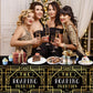 Roaring 1920s Party Plastic Tablecloths - Black & Gold Speakeasy Vintage Flapper Wedding Party Supplies (1 Pack Disposable Table Cover)