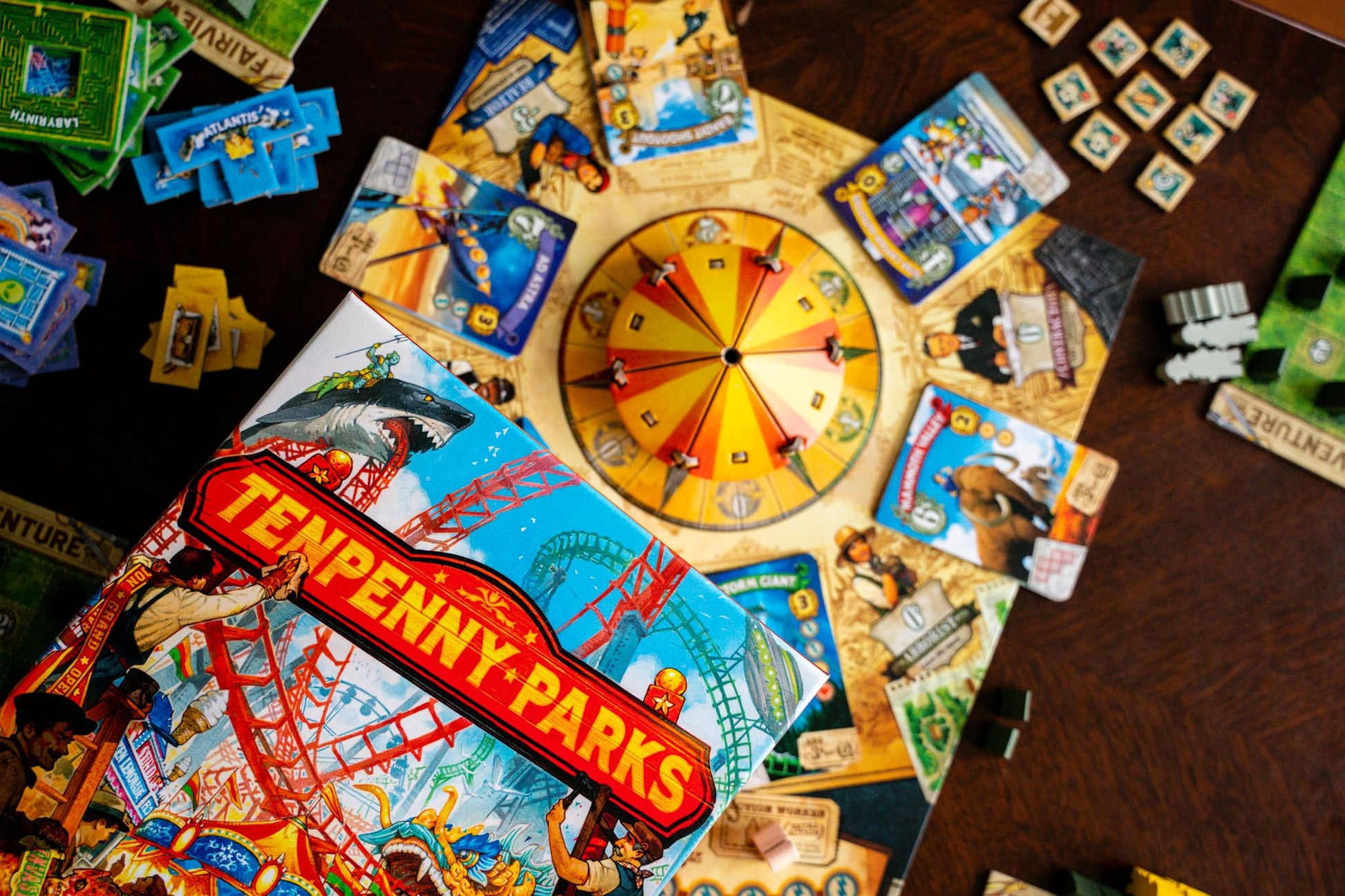 Tenpenny Parks Board Game | Build The Best Theme Park | Beautiful Amusement Park Strategy Worker Placement Family Euro Game | 45-75 Minutes for 1-4