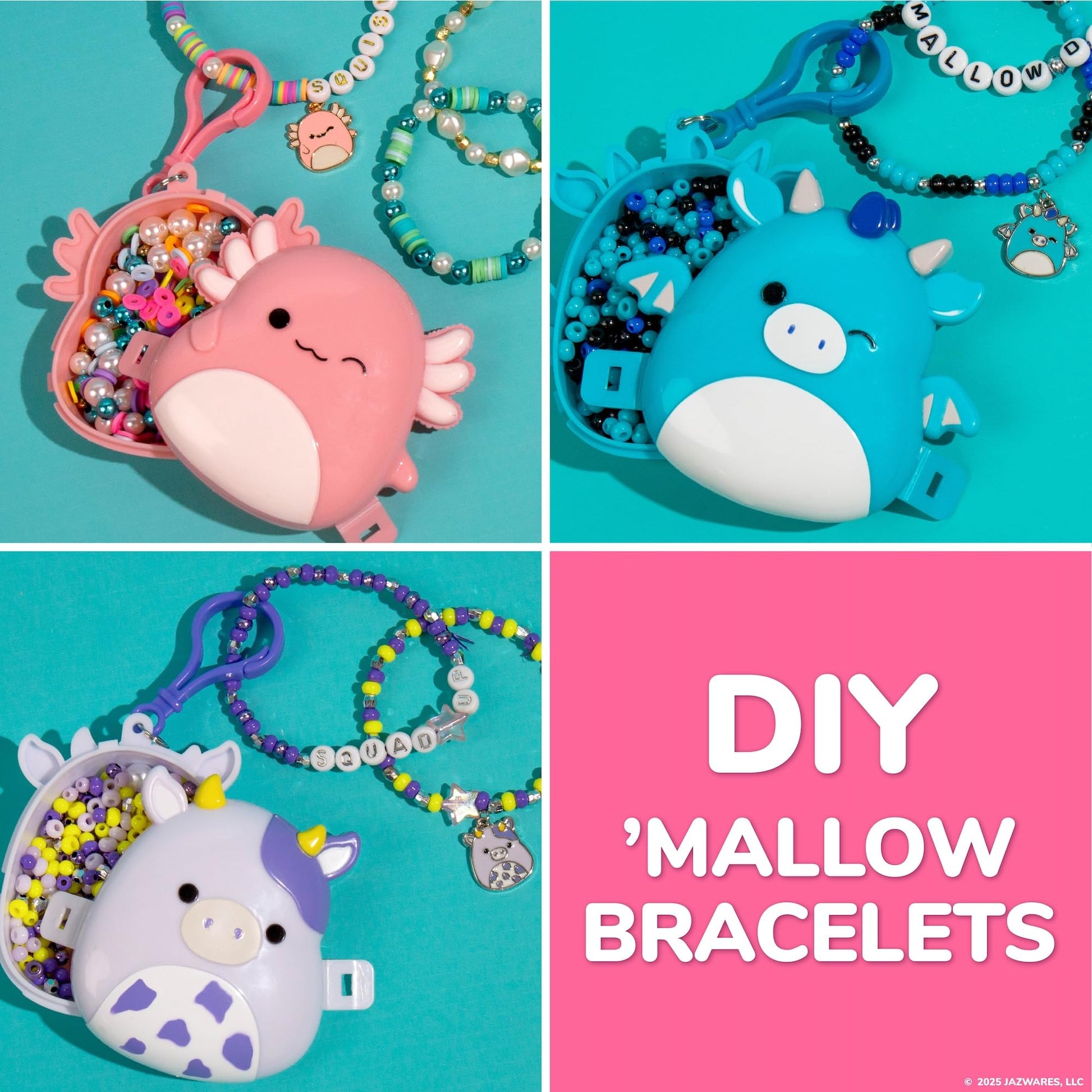 Original Squishmallows Bracelet Bundle, Bracelet Making Kit, Friendship Bracelet Kit, Charm Bracelet, Charm Bracelet Making Kit, Gifts for Girls, 7