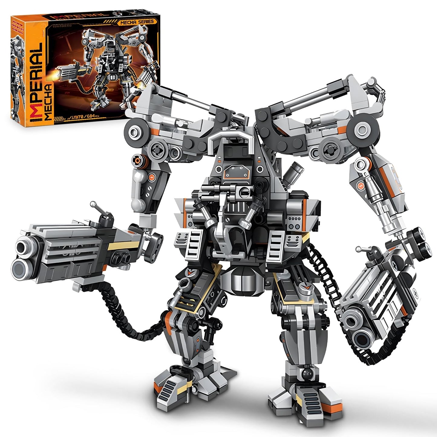 HIGH GODO Black Empire Mech Building Blocks Set for Adults, Motorized Robot Building Toy with Multiple Weapons, Combat Armor Style Warrior Collectible