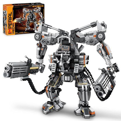 HIGH GODO Black Empire Mech Building Blocks Set for Adults, Motorized Robot Building Toy with Multiple Weapons, Combat Armor Style Warrior Collectible