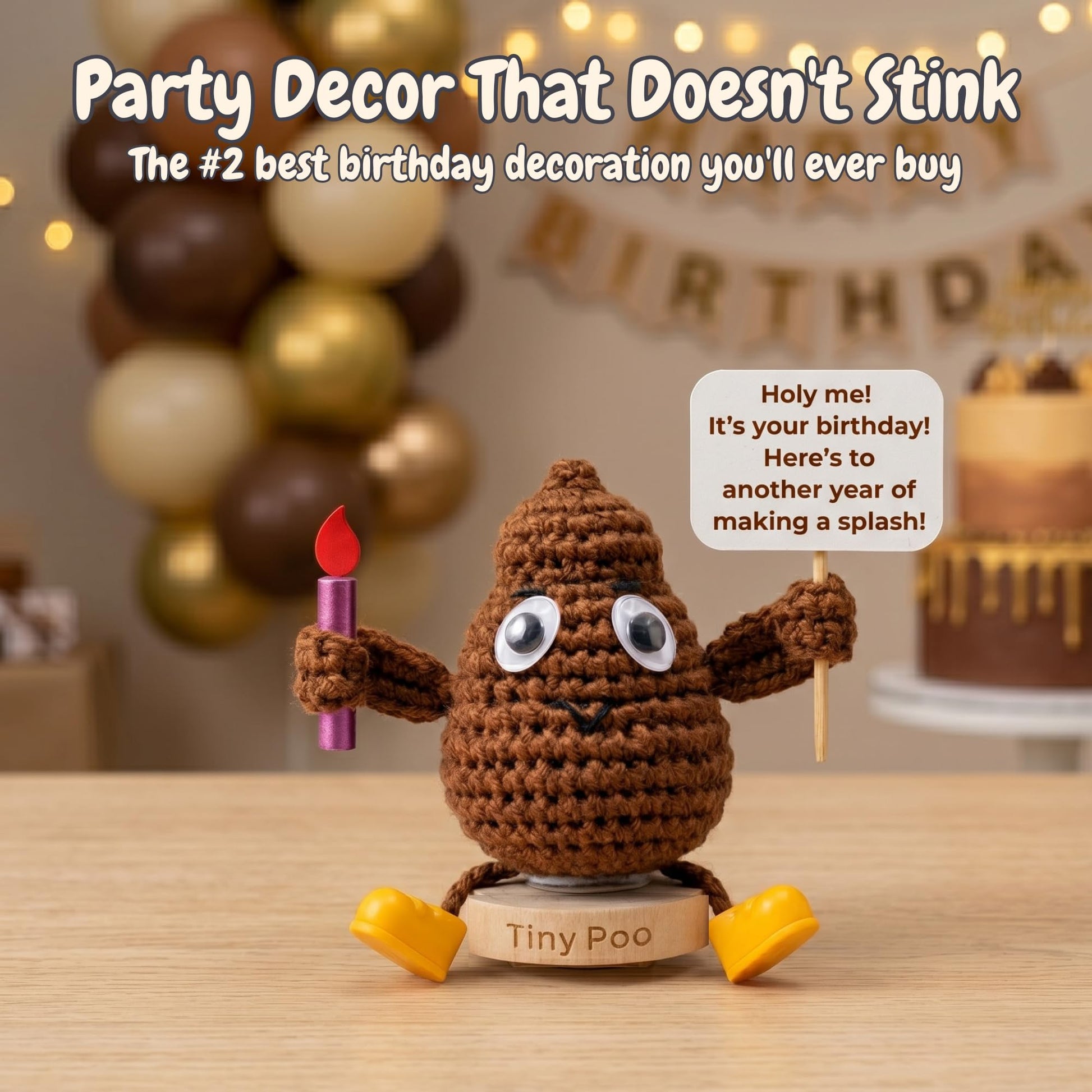 Birthday Gift for Women Men - Positive Poo Funny Crochet with 30 Hilarious Bday Cards | Cool Humor Gag Gift for Friends Coworker Sister Brother |