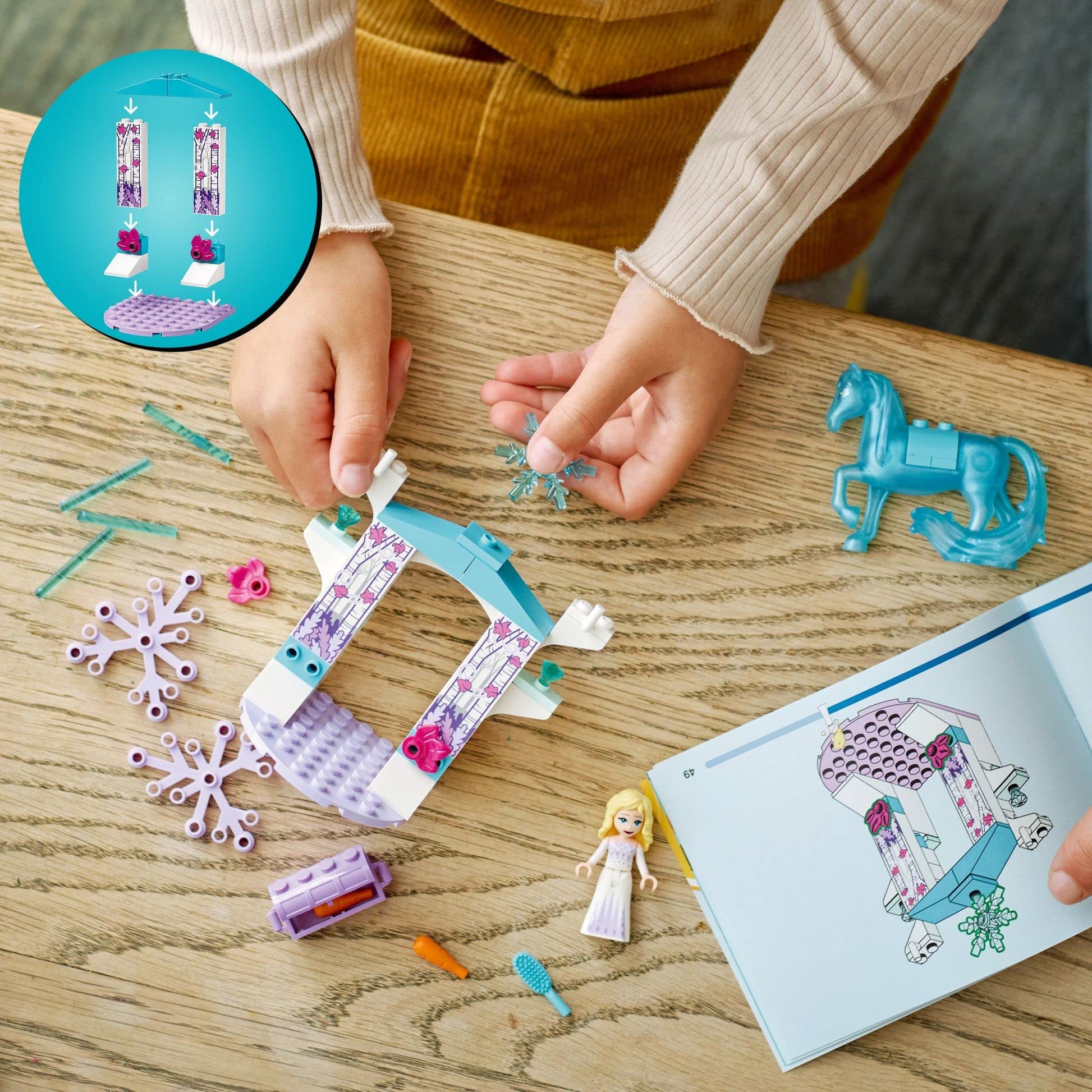 LEGO Disney Princess Elsa and The Nokk’s Ice Stable Building Toy 43209 Disney Frozen Toy with Buildable Toy Horse Figure and Mini Doll, Starter Bricks