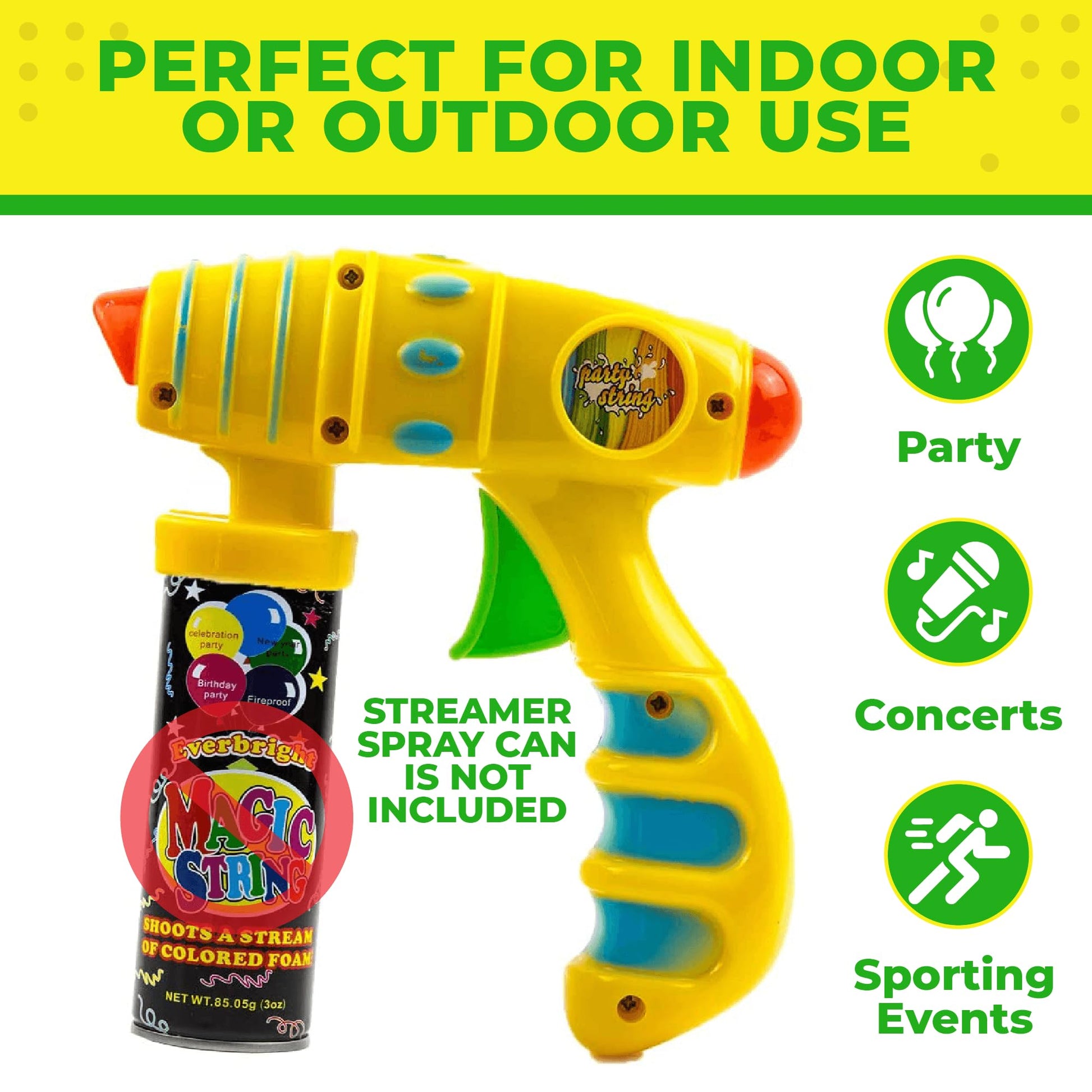 Toysery Party Streamer Spray String Shooter Toy for Boys and Girls, Party Streamer Spray String for Kids, Great Toy Pistol with Non-Toxic Spray