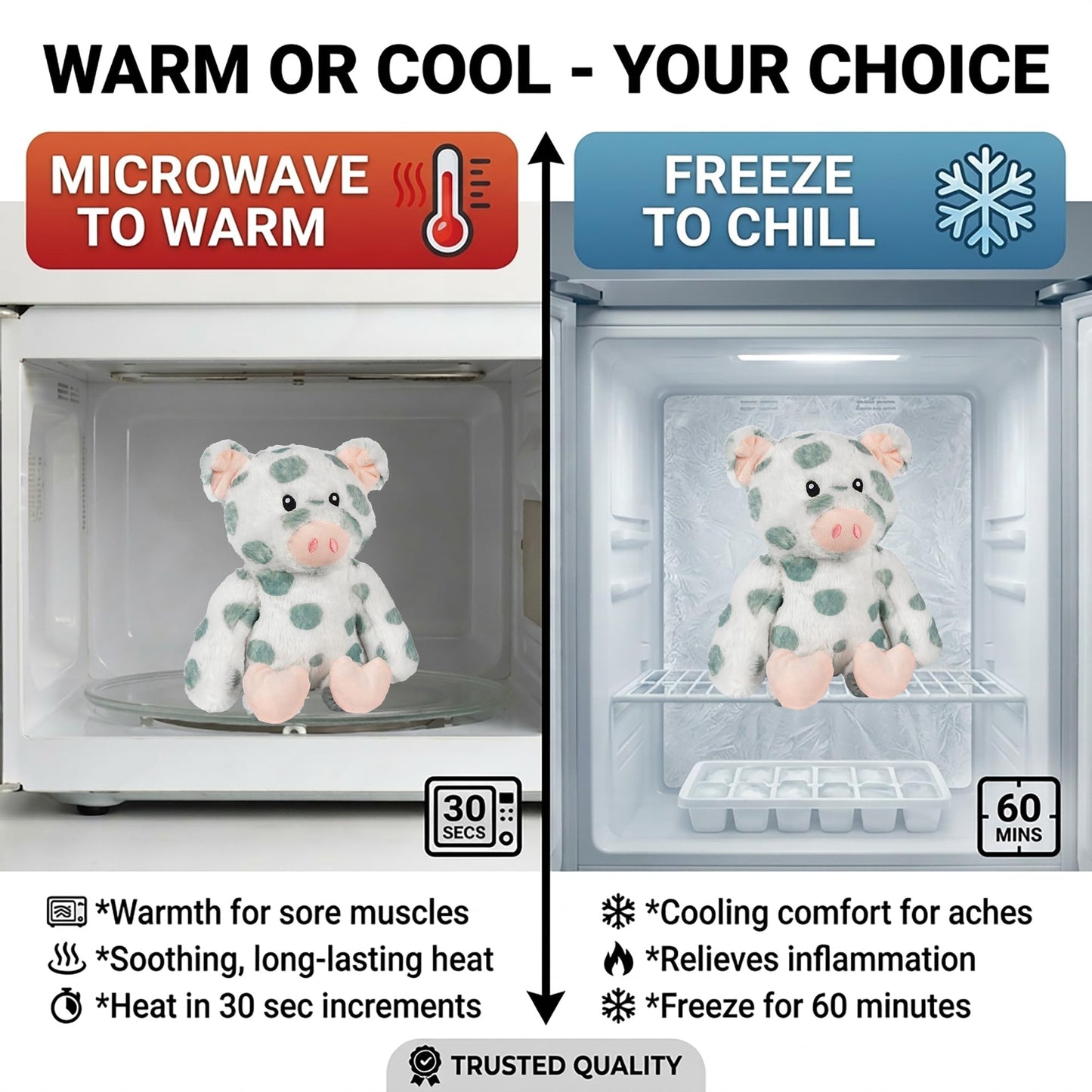 Pig - Microwavable & Weighted Plush Stuffed Animal - Heated Plushie for Warmth - Cute, Soft, Cozy Toy for Adults & Children (Boys, Girls, & Toddlers)