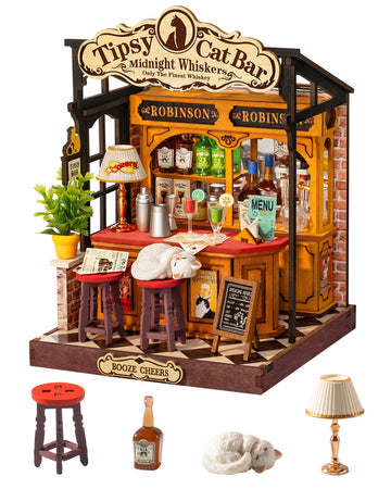 Robotime DIY Miniature House Kit for Adults, 1:28 Diorama Dollhouse with LED Lights, 3D Wooden Puzzles for Adults, Creative Crafts & Unique Gift