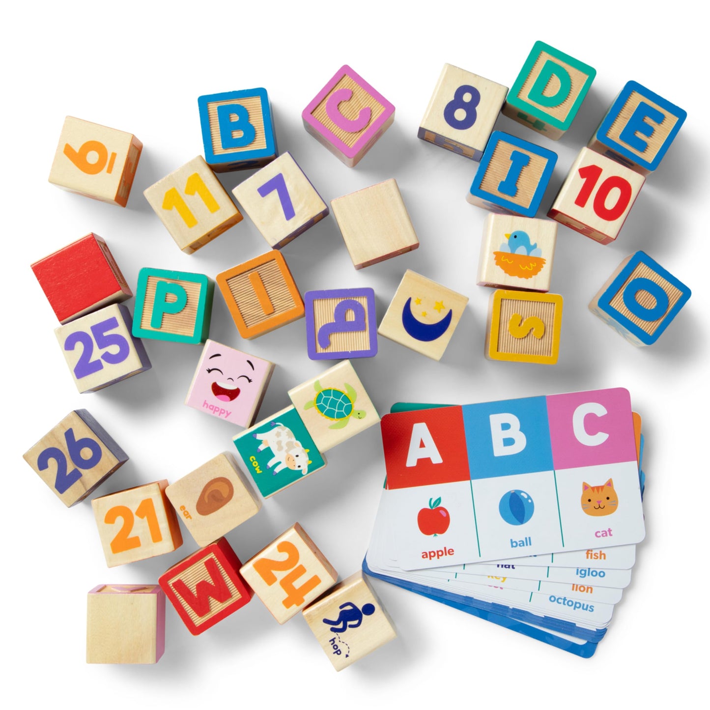 Melissa & Doug Ms. Rachel Letter, Number, and Game Wooden Learning Blocks with Activity Cards for Girls and Boys Toddlers Ages 18 Months+ - FSC
