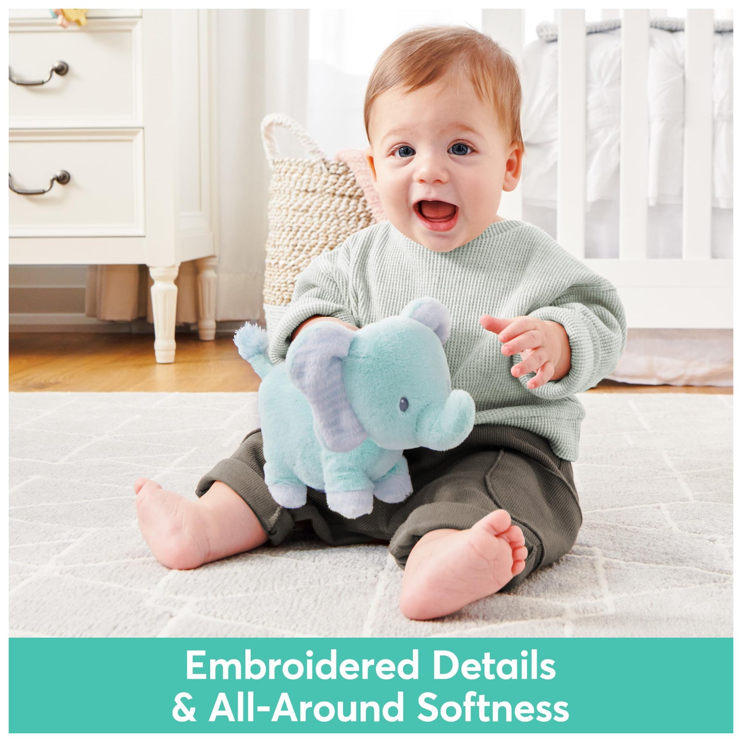 GUND Baby Safari Friends Elephant 7-Inch Chime Rattle Sensory Toy