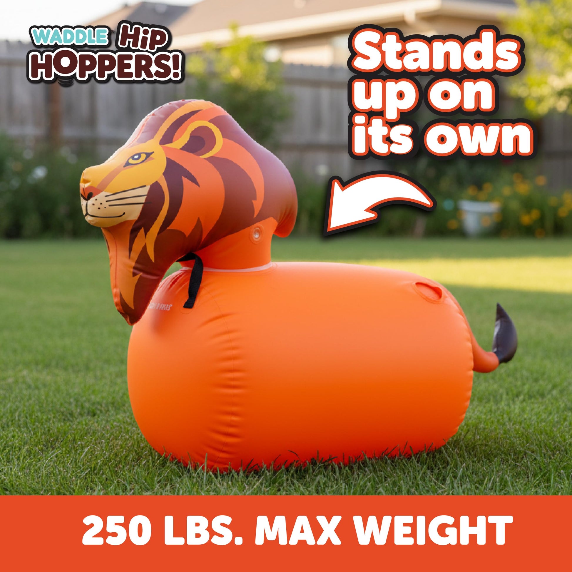 Waddle Hip Hoppers Large Bouncy Hopper Ride On Toys - Inflatable Hopping Animal Bouncer for Kids Girls & Boys, Easy Grip, Stable Base, Outdoor